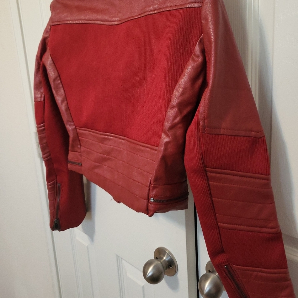 NWT Comme USA Vegan Leather/faux suede asymmetrical zip jacket - Picture 2 of 5